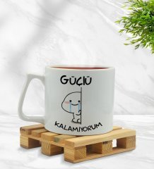 Bk Gift Güçlü Kalamıyorum Tasarımlı Middle Beyaz Kupa Bardak