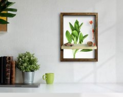 BK Home Doğal Masif Ahşap Çerçeveli Tablo Duvar Rafı-5