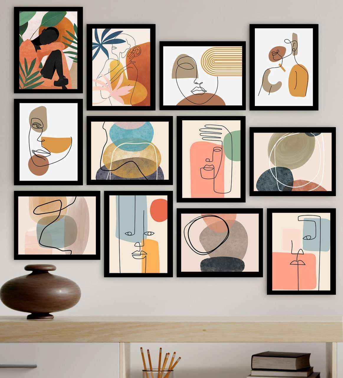 BK Gift 12 Parça Çerçeve Görünümlü Ahşap Tablo Seti (65x80cm)-9