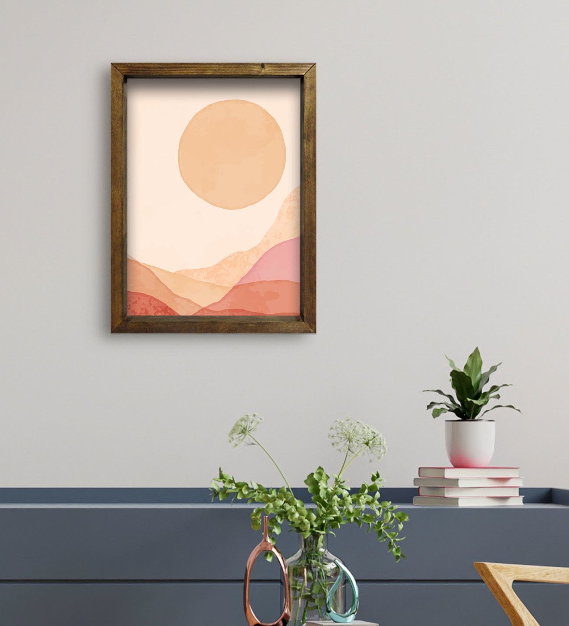 BK Gift Otel Odası Konseptli Doğal Masif Ahşap Çerçeveli Tablo 45x65cm-75