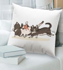 BK Gift Kedi Tasarımlı Beyaz Kırlent Yastık, Ev Hediyesi, Ev Dekorasyonu, Dekoratif Hediye-11