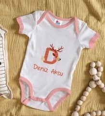 BK Kids Kişiye Özel Pembe Bebek Body Zıbın - Model 110