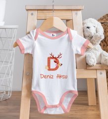 BK Kids Kişiye Özel Pembe Bebek Body Zıbın - Model 110