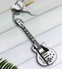 Kişiye Özel İsimli Elektro Gitar Enstrüman Ahşap Anahtarlık-4