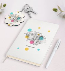Kişiye Özel Harita Mühendisi Beyaz Defter Kalem Ve Anahtarlık Hediye Seti-2