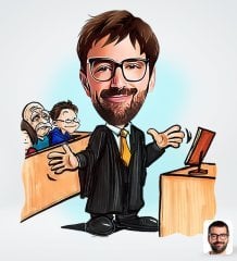Kişiye Özel Erkek Avukat Karikatürlü Sosyal Medya Dijital Profil Fotoğrafı - Model 3
