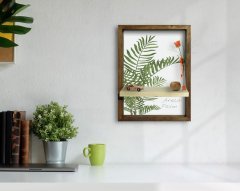 BK Home Doğal Masif Ahşap Çerçeveli Tablo Duvar Rafı-4