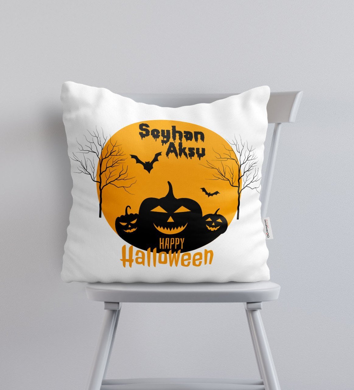 Kişiye Özel Happy Halloween Tasarımlı Yastık-3