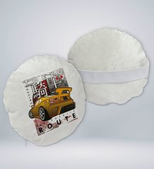 BK Gift Tokyo Route Tasarımlı Yuvarlak Araç Koltuk Yastığı-1