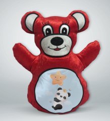 BK Gift Sevimli Panda Tasarımlı Kırmızı Ayıcık Yastık-7