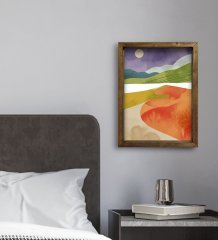 BK Gift Otel Odası Konseptli Doğal Masif Ahşap Çerçeveli Tablo 45x65cm-74