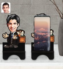 Kişiye Özel Erkek Avukat Karikatürlü Ahşap Biblo Telefon Standı-2