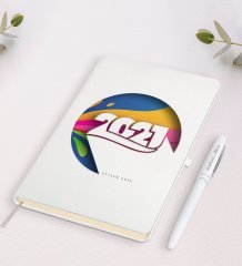 Kişiye Özel 2023 Mutlu Yıllar Beyaz Defter ve Kalem Hediye Seti-10