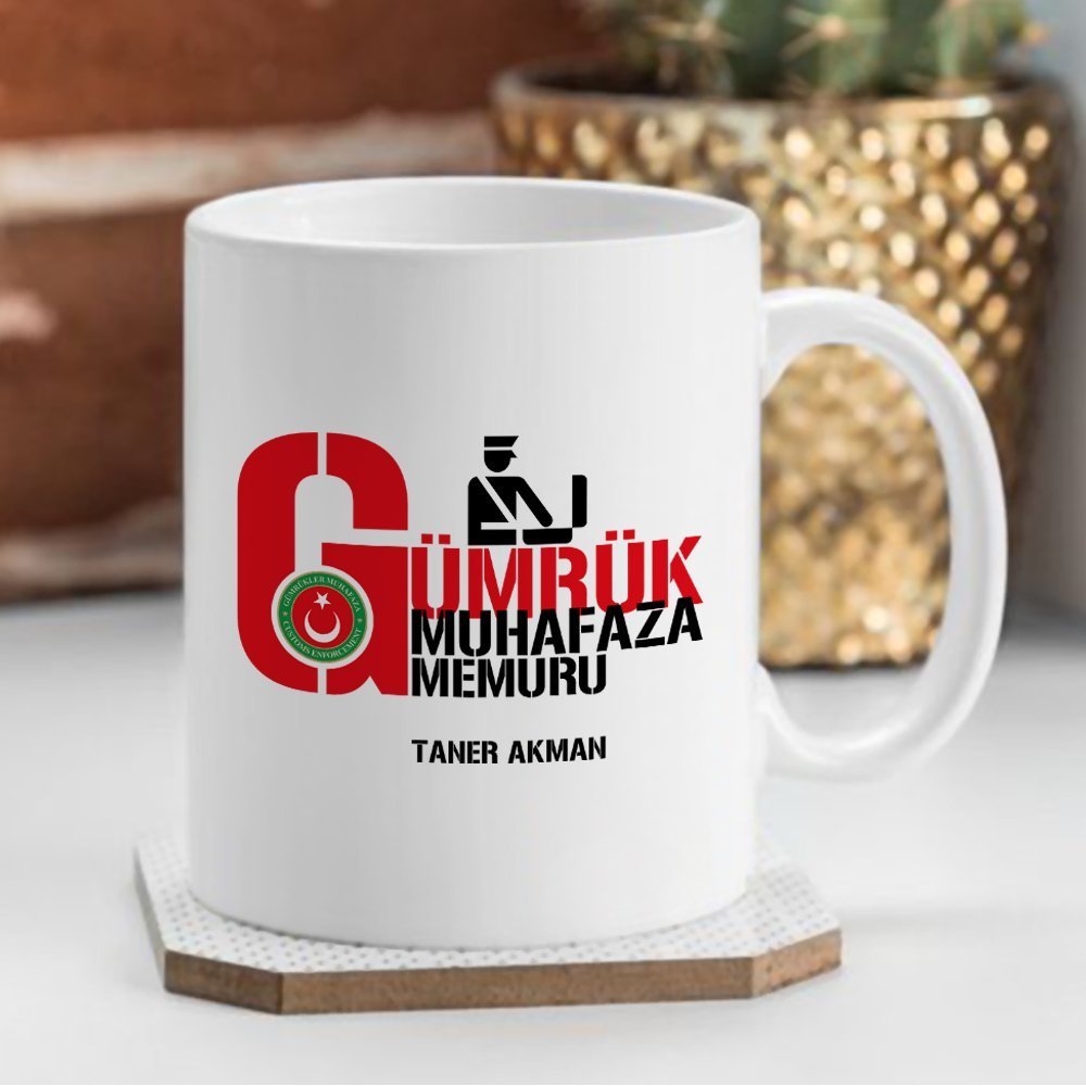 Kişiye Özel Mesleki Gümrük Muhafaza Memuru Beyaz Kupa Bardak