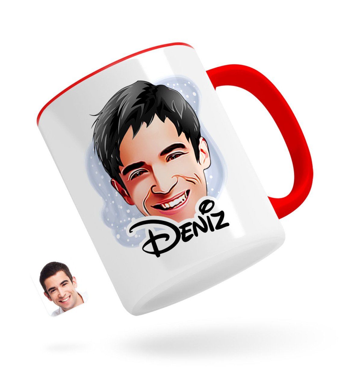 Kişiye Özel Erkek Yüz Karikatürlü Kırmızı Kupa Bardak-2