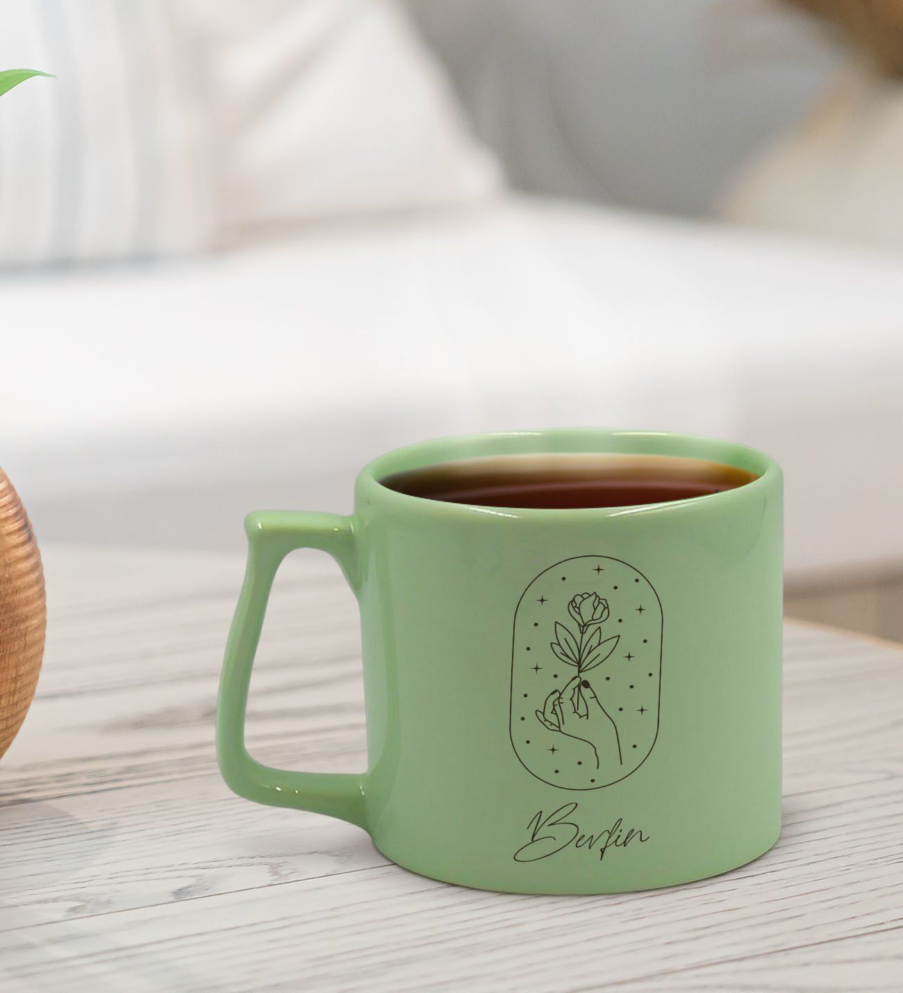 BK Gift Kişiye Özel İsimli Pastel Yeşil Middle Kupa Bardak, Arkadaşa Hediye, Ev Hediyesi, Doğum Günü Hediyesi, Ofis Hediyesi-9