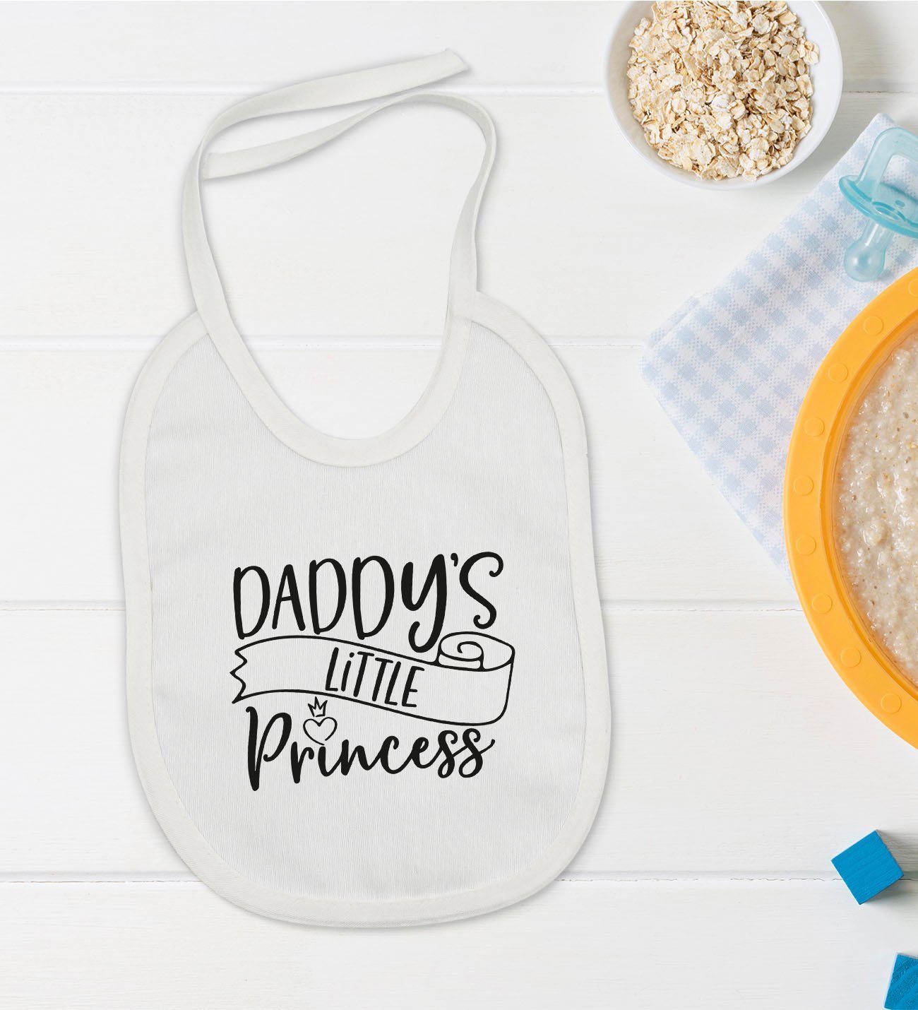 BK Kids Daddy's Little Princess Tasarımlı Bebek Mama Önlüğü - Model 1