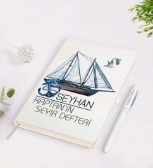 Kişiye Özel İsimli Beyaz Seyir Defteri ve Kalem Seti-3