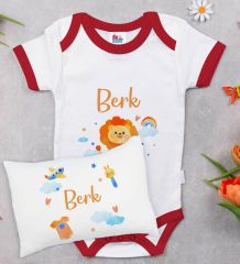 BK Kids Kişiye Özel 11 Parça Kırmızı Hastane Çıkışı Body Zıbın Battaniye ve Yastık Hediye Seti-7