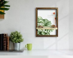 BK Home Doğal Masif Ahşap Çerçeveli Tablo Duvar Rafı-2
