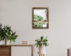 BK Home Doğal Masif Ahşap Çerçeveli Tablo Duvar Rafı-2