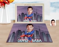 Kişiye Özel Süper Baba Karikatürlü 1000 Parça Profesyonel Puzzle-1