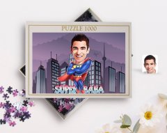 Kişiye Özel Süper Baba Karikatürlü 1000 Parça Profesyonel Puzzle-1