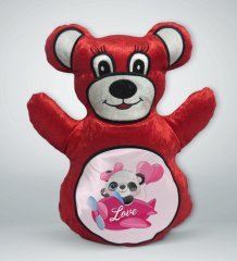 BK Gift Sevimli Panda Tasarımlı Kırmızı Ayıcık Yastık-5