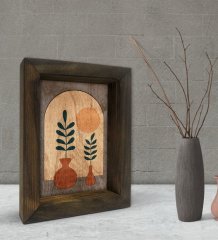 BK Gift Botanical Art Tasarımlı Dekoratif Doğal Masif Ahşap Çerçeve 15x20cm-1