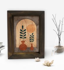 BK Gift Botanical Art Tasarımlı Dekoratif Doğal Masif Ahşap Çerçeve 15x20cm-1