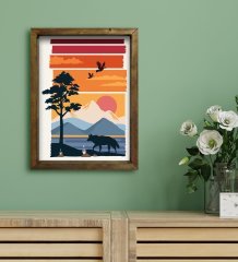 BK Gift Otel Odası Konseptli Doğal Masif Ahşap Çerçeveli Tablo 30x40cm-21