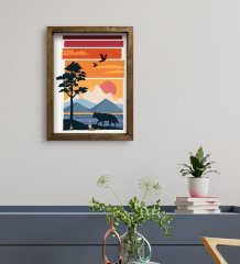 BK Gift Otel Odası Konseptli Doğal Masif Ahşap Çerçeveli Tablo 30x40cm-21