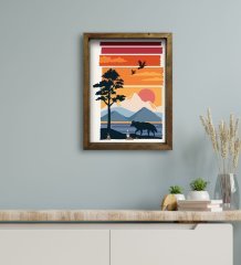 BK Gift Otel Odası Konseptli Doğal Masif Ahşap Çerçeveli Tablo 30x40cm-21