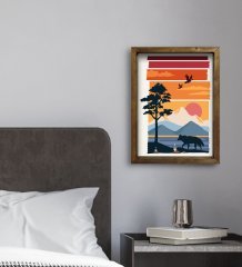 BK Gift Otel Odası Konseptli Doğal Masif Ahşap Çerçeveli Tablo 30x40cm-21