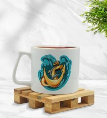 Bk Gift Çapa Tasarımlı Middle Beyaz Kupa Bardak