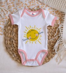 BK Kids Kişiye Özel Pembe Bebek Body Zıbın - Model 106