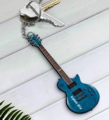 Kişiye Özel İsimli Elektro Gitar Enstrüman Ahşap Anahtarlık-1