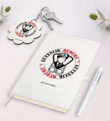 Kişiye Özel Güvenlik Müdürü Beyaz Defter Kalem Ve Anahtarlık Hediye Seti