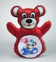 BK Gift Sevimli Panda Tasarımlı Kırmızı Ayıcık Yastık-4