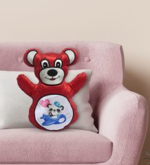 BK Gift Sevimli Panda Tasarımlı Kırmızı Ayıcık Yastık-4