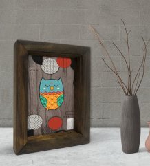 BK Gift Baykuş Tasarımlı Dekoratif Doğal Masif Ahşap Çerçeve 15x20cm-5