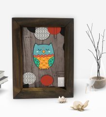 BK Gift Baykuş Tasarımlı Dekoratif Doğal Masif Ahşap Çerçeve 15x20cm-5