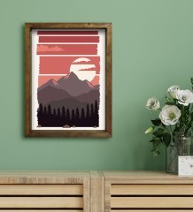 BK Gift Otel Odası Konseptli Doğal Masif Ahşap Çerçeveli Tablo 30x40cm-20