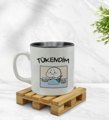 Bk Gift Tükendim Tasarımlı İçi Siyah Renkli Kupa Bardak Model 1