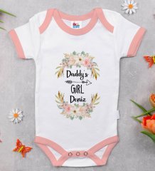BK Kids Kişiye Özel Pembe Bebek Body Zıbın - Model 105