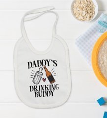 BK Kids Daddy's Driking Buddy Tasarımlı Bebek Mama Önlüğü - Model 2