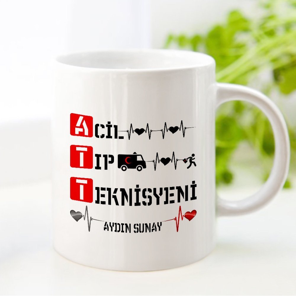 Kişiye Özel Mesleki Acil Tıp Teknisyeni Beyaz Kupa Bardak - 1