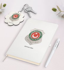 Kişiye Özel Gümrükler Muhafaza Personeli Beyaz Defter Kalem Ve Anahtarlık Hediye Seti