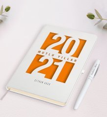 Kişiye Özel 2023 Mutlu Yıllar Beyaz Defter ve Kalem Hediye Seti-7