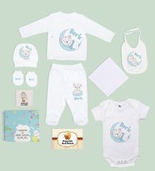 BK Kids Kişiye Özel Beyaz Yeni Doğan Hastane Çıkışı, Anne-Bebek Günlüğü, Bebek Body Zıbın, 10 Parça Bebek Hediye Seti-3